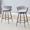 Set of 2 Swivel Counter Height Stools with Breathable Cushions, Seats with Back, Metal Legs, Modern Chairs for Kitchen or Bar-Maison Boucle - 2 of 4