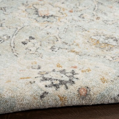 Mint Green Round Synthetic Floral Area Rug 7'10"