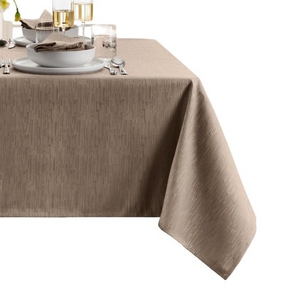 Taupe Rectangular Textured Polyester Tablecloth