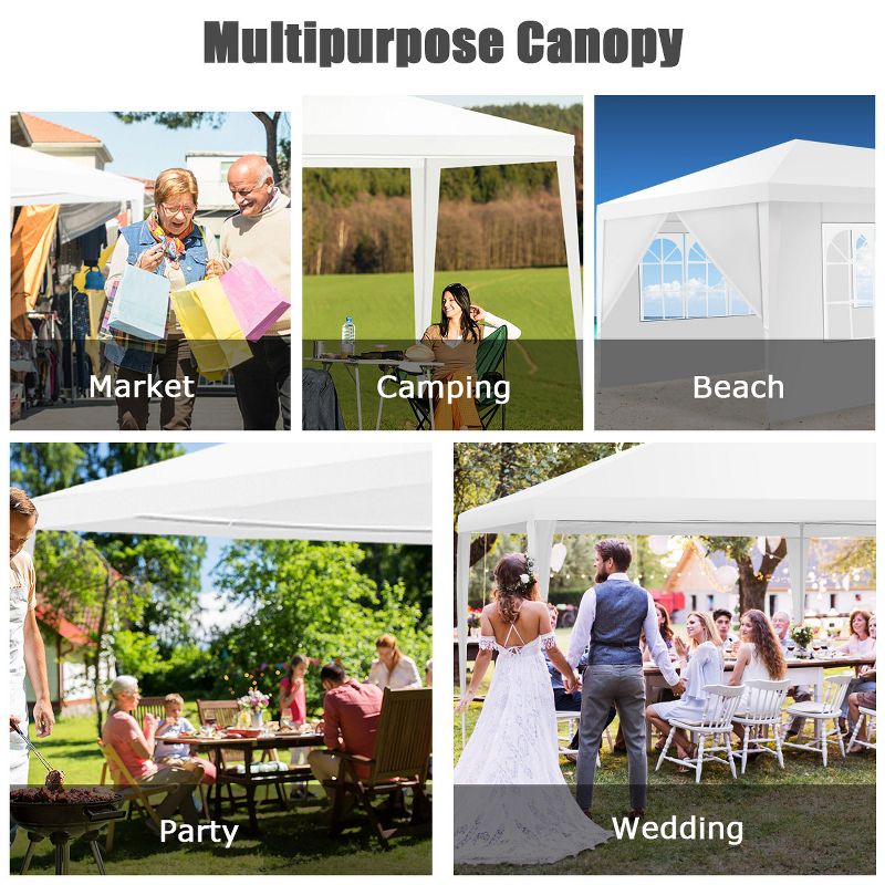Costway 10'x20' Canopy Tent Heavy Duty Wedding Party Tent 6 Sidewalls W/Carry Bag, 5 of 11