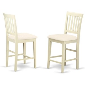 HomeStock Counter Stool-Linen Fabric Pub Height Wooden Chairs - 1 of 4