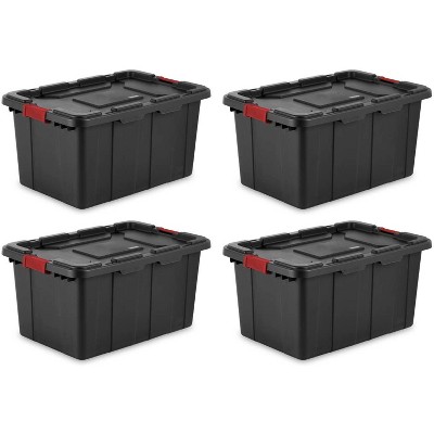 Sterilite 27-Gallon Durable Industrial Storage Tote, Black (4 Pack) 14669004