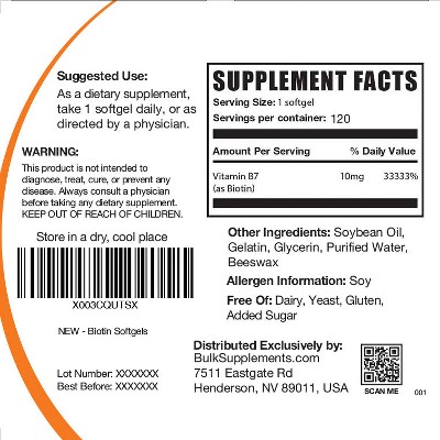 BulkSupplements Biotin Softgels