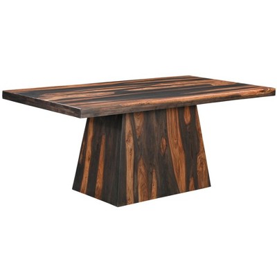 HomeRoots 75" Brown Solid Wood Pedestal Base Dining Table