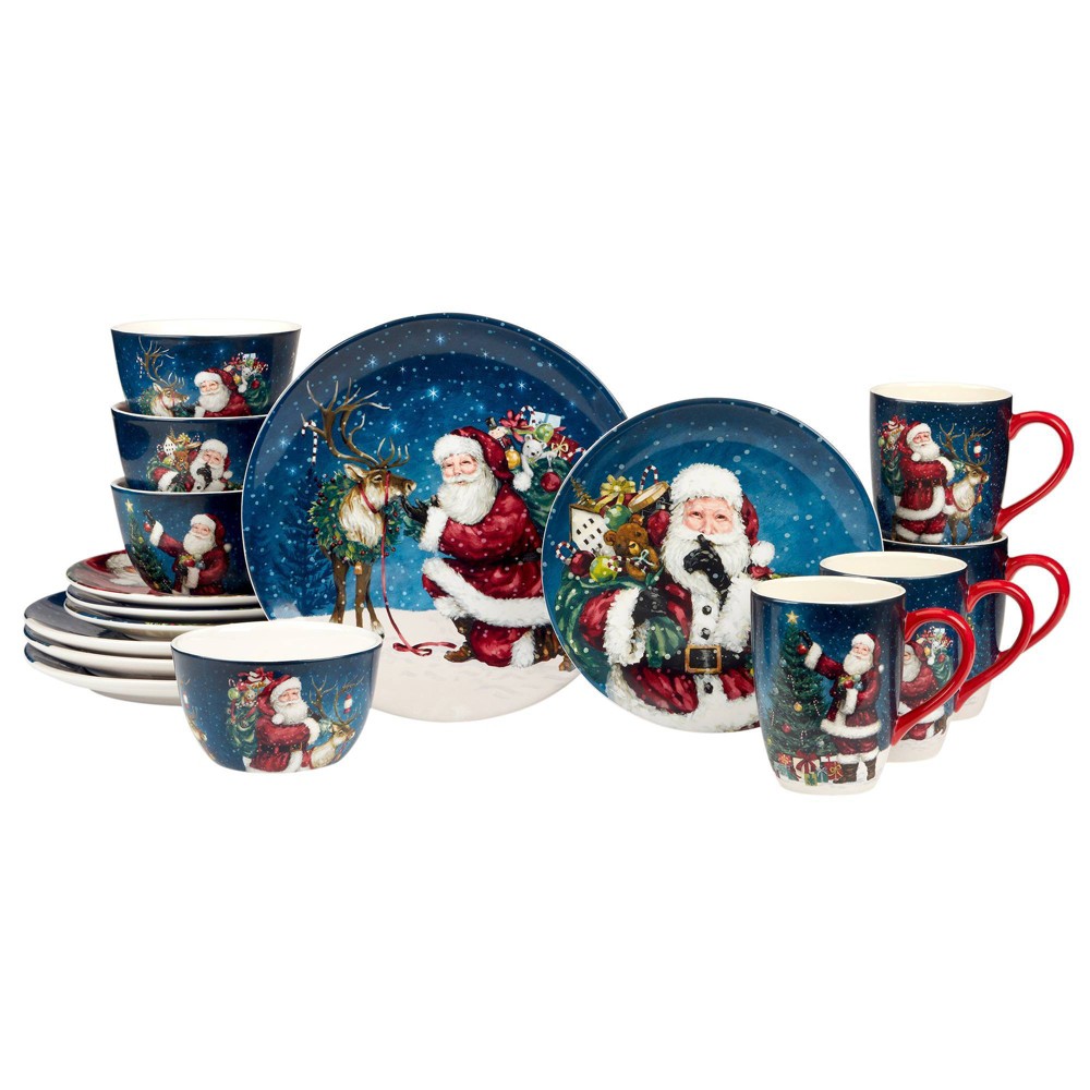 Photos - Glass Certified International 16pc Santa's Secret Dinnerware Set 