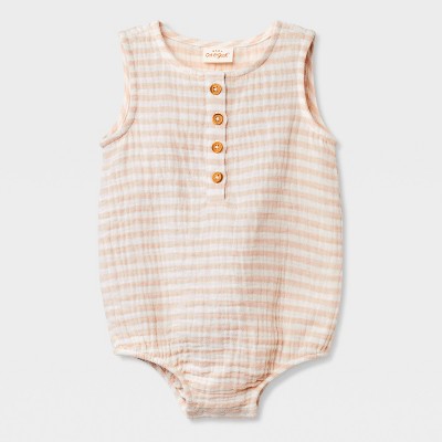 Image of Baby Gauze Romper - Cat & Jack™ Light Brown 0-3M