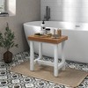 Costway 18'' x 12'' Heavy Duty HDPE Waterproof Shower Bench Spa Bath Shower Stool Brown & Off White - 2 of 4