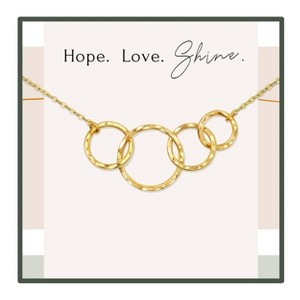HOPE LOVE SHINE Four 4 Ring Interlocking Circles Necklace - Minimalist Jewelry in 14K Gold over Sterling Silver - 1 of 4