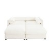 Stylish White Chenille 2-Seater Sofa with 2 Ottoman Storage Seat, Cylindrical Backrest and Armrests - 4 of 4