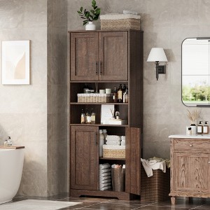 Storage Cabinet with Adjustable Shelves and Glass Doors ,Cupboard for Living Room,Freestanding Kitchen Pantry Cabinet,Bathroom Cabinet - 1 of 4
