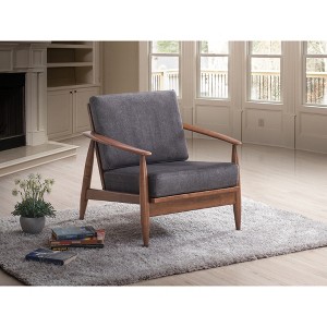 Fabric Accent Chair with Rubber Wood Frame, Full Foam Removable Cushion, Finish Comfortable Seating - 1 of 4