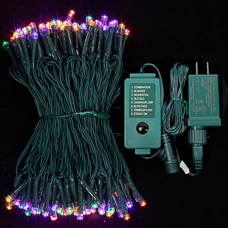 150 Multicolor LED Green Wire String Lights, 8 Modes, 4 of 8