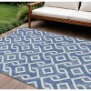 Blue And Ivory Geometric Washable Indoor Outdoor Area Rug - 2 of 4