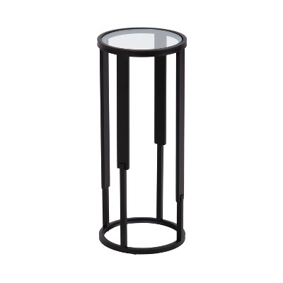 Kate And Laurel Paynter Marble Drink Table, 9" Diameter, Black : Target