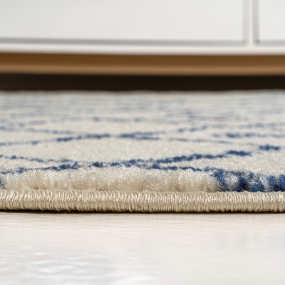 Aksil Moroccan Cream and Navy 5 x 8 Area Rug