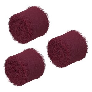 Unique Bargains DIY Crafts Party Gift Wrapping Fringe Chiffon Silk Ribbon 3 Rolls - 1 of 4