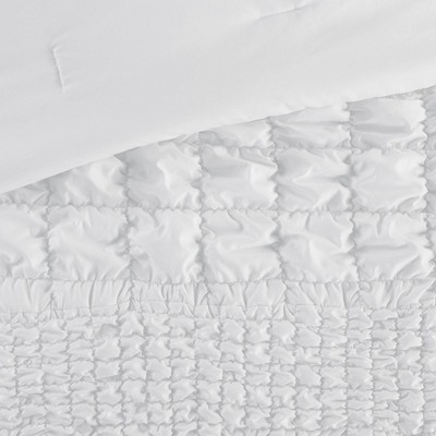 King White Ruched Microfiber Comforter Set