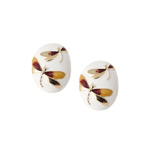 Women's The Dragonfly Stud Earrings - Mustard Yellow:Crimson Red - 1 of 4