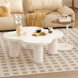 NicBex Set of 2 Roman Column Coffee Table with 1 Glass Top Side  End Table, Modern Irregular Center Table for Living Room - 1 of 4