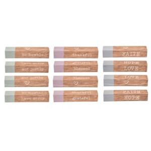 Transpac MDF Rotating Block Decor Set of 3 Multicolored Freestanding Tabletop Signs for Home or Office - 1 of 1