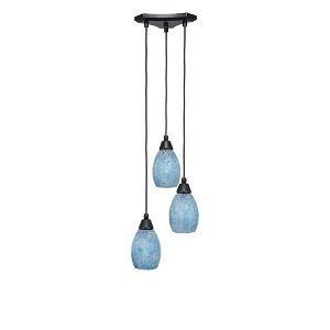 Toltec Lighting Europa 3 - Light Pendant in  Matte Black with 5" Turquoise Fusion Shade - 1 of 1