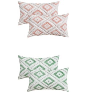 REGALWOVEN 4 Pcs Geometric Pattern Soft Short Plush Decorative Throw Pillow Covers - 1 of 4