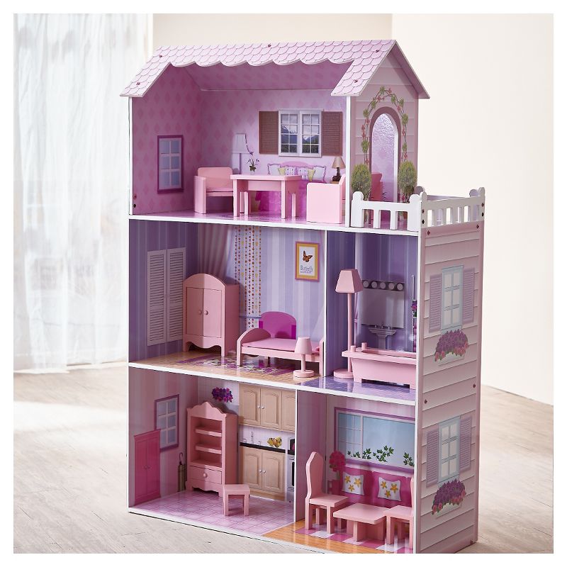 Olivia&#39;s Little World Tiffany 3-Story Wooden Doll House for 12&#34; Dolls, 3 of 13