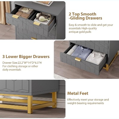 7 Drawer Dresser for Bedroom, 53.5¡± Large Dresser with Metal Legs, Chest Organizer with Wide Storage,Chest of Drawers for Bedroom, Living Room