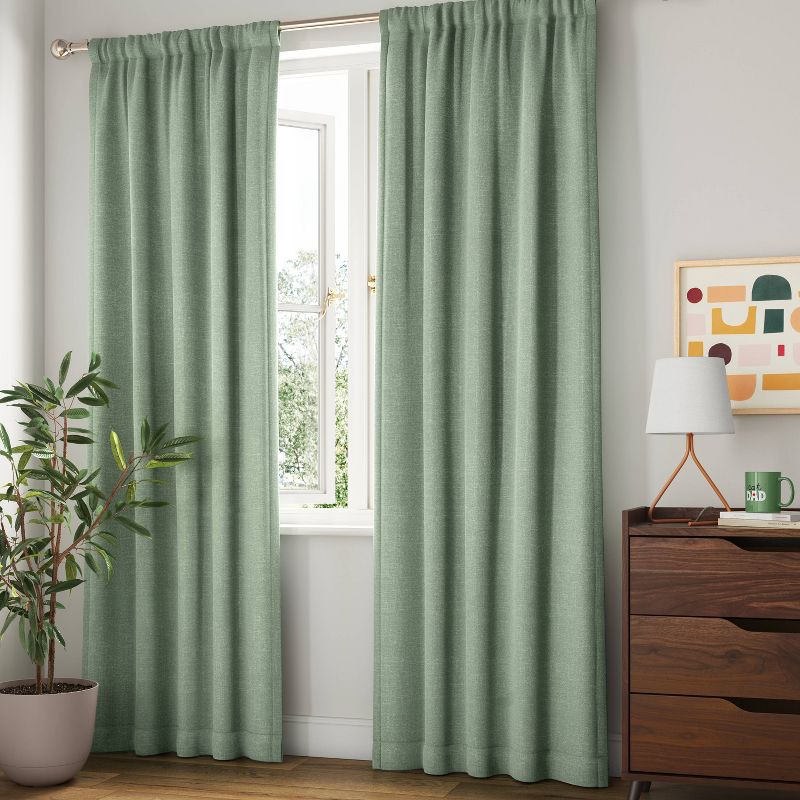 Room Darkening Heathered Thermal Window Curtain Panel Green - Room Essentials™, 3 of 7