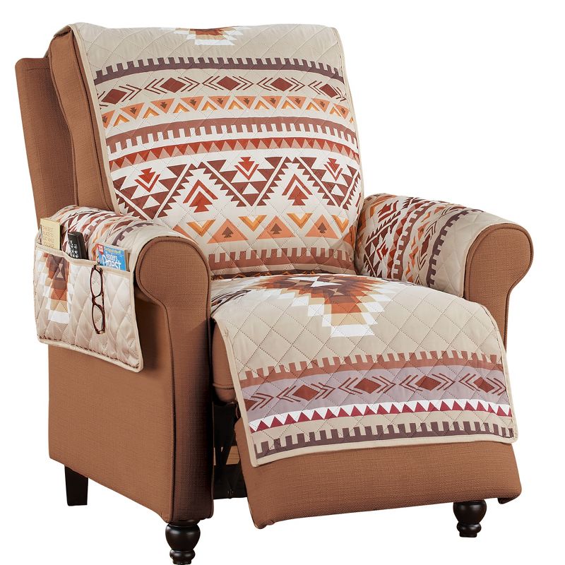 Collections Etc Quilted Neutral Southwest Aztec Furniture Cover, 1 of 3