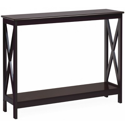 Tangkula Industrial 2-Tier Console Table X-Design Bookshelf Narrow Accent Table