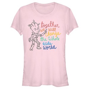 Juniors Womens Guardians of the Galaxy Groot Together We Will Change the World T-Shirt - 1 of 4