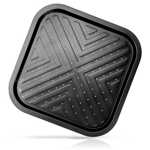 NutriChef 14-Inch Cast Iron Pizza/Baking Pan with Silicone Handles