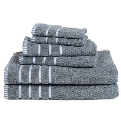 6pc Striped Bath Towel Set Red - Yorkshire Home