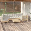 vidaXL Solid Pinewood Patio Lounge Set 7 Piece/Cream Cushions - Garden Sofa Configuration - 2 of 4