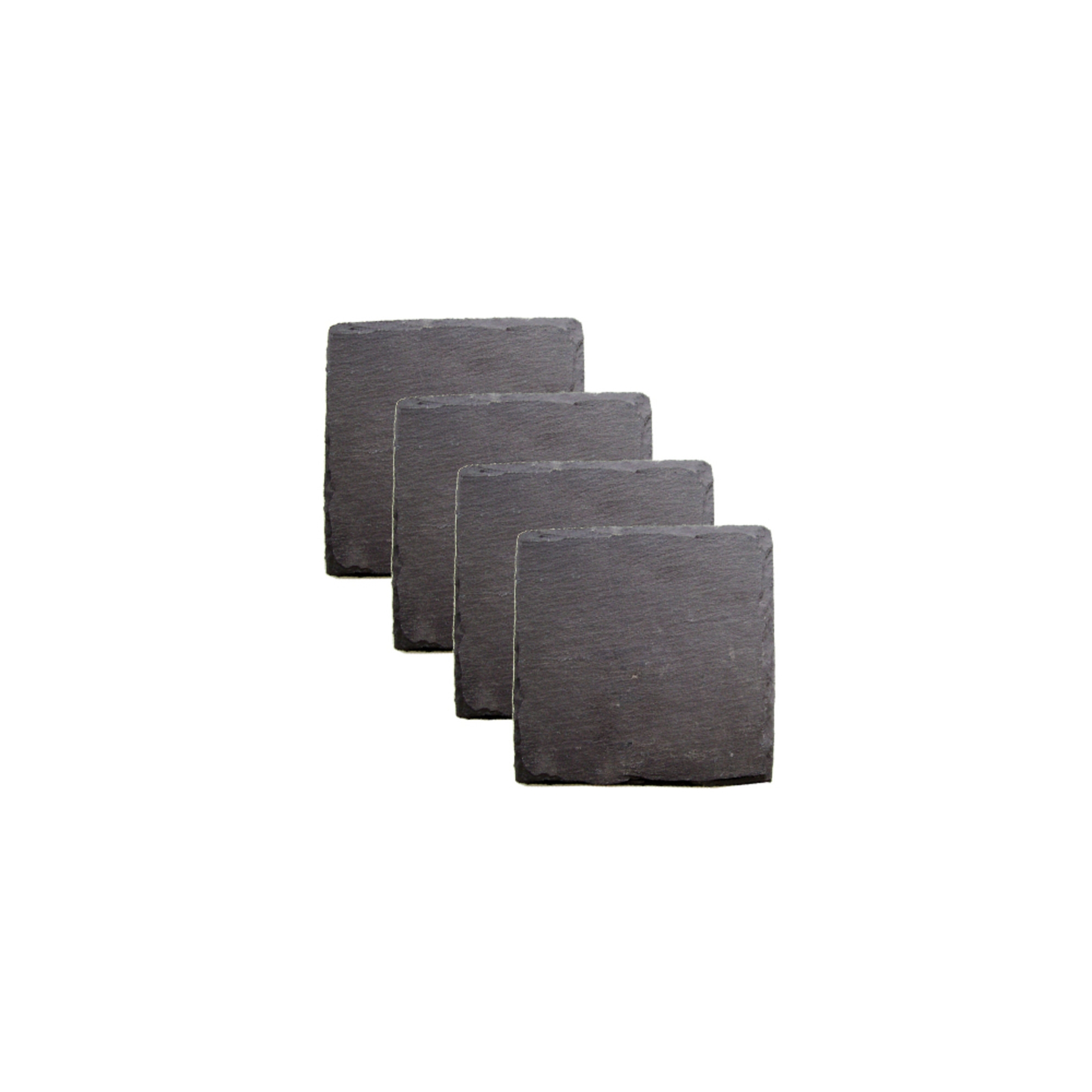 Twine Square Black Slate Coasters Set of 4, Natural Stone Drink Coasters, Velvet Backing, Protect Tables & Surfaces, Housewarming, Home, Kitchen Gifts