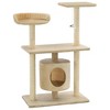 vidaXL Cat Tree Beige Engineered wood, sisal rope, plush fabric Medium - 2 of 4
