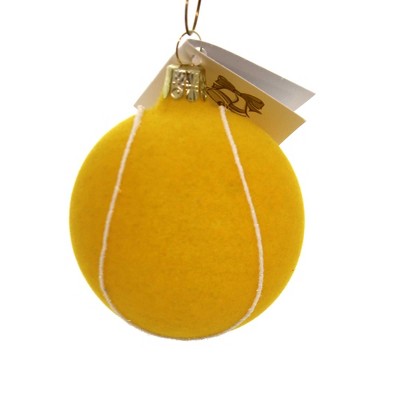 Golden Bell Collection 2.75 In Felt Looking Tennis Ball Ornament Czech Sport Tree Ornaments