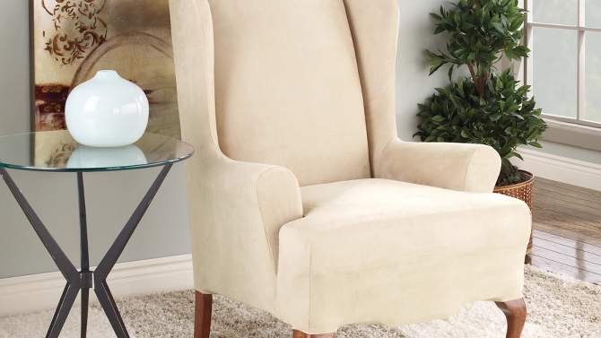 Ultimate Stretch Suede Wing Chair Slipcover - Sure Fit, 2 of 5, play video