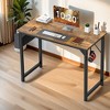 Infurnic Desks Computer Desk with Storage Bag, Modern Home Office Desk, Gaming Desk with Headphone Hook for Study Work Small Spaces, Brown, 43"*3"*22" - 3 of 4