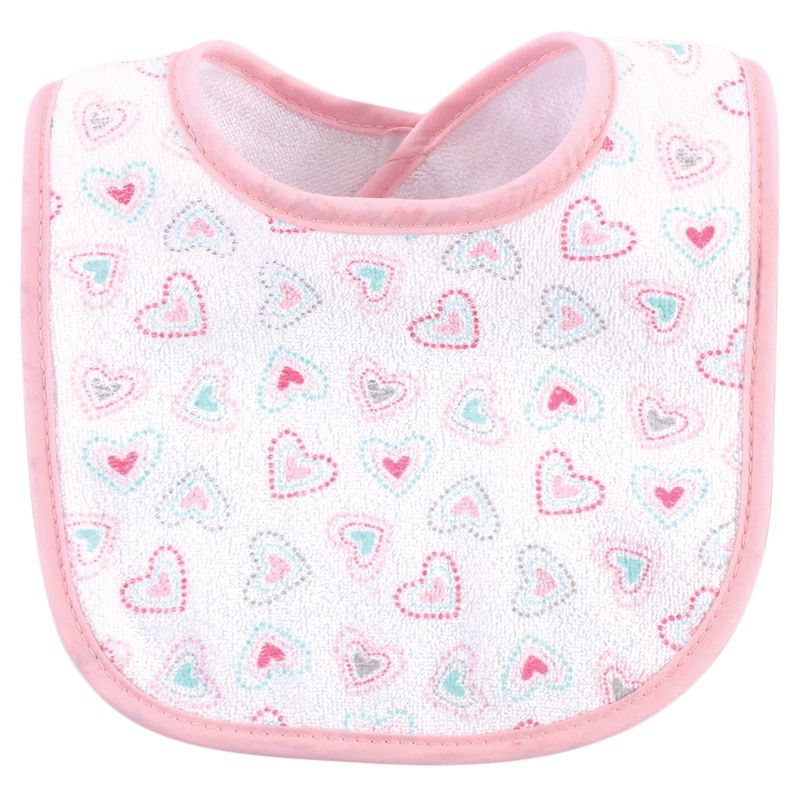 Luvable Friends Baby Girl Cotton Terry Bibs 10pk, Girl Elephant Damask, One Size, 5 of 8