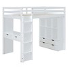 NicBex Full Size Bunk Bed Loft Bed with Desk Wooden Bed Frame with Shelves, Drawers, Ladder and Full Length Guardrail, No Box Spring Required - 3 of 4