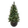HGTV 4' Pre-lit Glittered Potted Crestwood Spruce Mini Artificial Christmas Tree with White Lights - 3 of 4