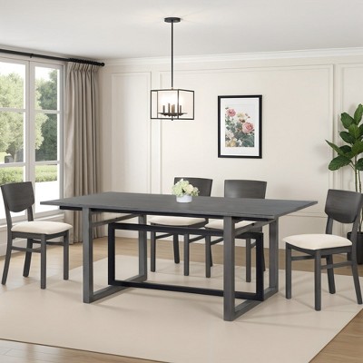 Royal Hampton 72" Rectangular Mango Wood Dining Table with Iron Trestle Base, 6-Seater