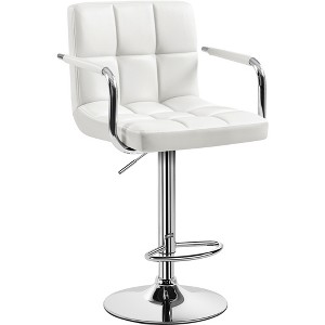 Yaheetech PU Leather Swivel Bar Stool Adjustable Seat Height for Dining Room, Bar Counter, White - 1 of 4