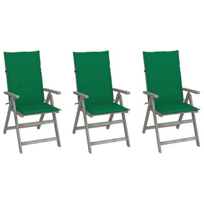 vidaXL Outdoor Recliner Chairs 3 Pcs, Patio Reclining Chair with Cushions, Recliner Patio Lounge Chair for Garden