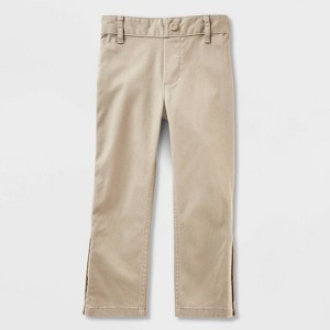 Boys' Adaptive Uniform Chino Pants - Cat & Jack™ Khaki - 1 of 3