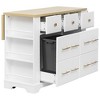NicBex Modrn Kitchen Island with Drop Leaf & Pull Out Trash,Rolling Kitchen Cart with Wheels & Drawers,Storage Cabinet Folding Dining Table - 4 of 4