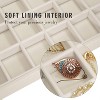 48-Grid Velvet Jewelry Tray with Transparent Lid, Display Organizer Box for Rings, Earrings & Necklaces, Beige - 3 of 4