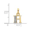 Black Bow Jewelry The Chloe Mini Diamond Accent initial H Pendant in 14k Yellow Gold - 3 of 4